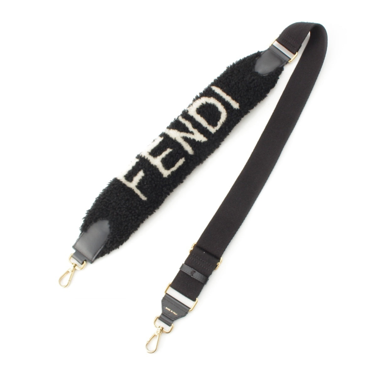 FENDI Strap you canvas Boa Shoulder Strap Fashion accessories Black x white
