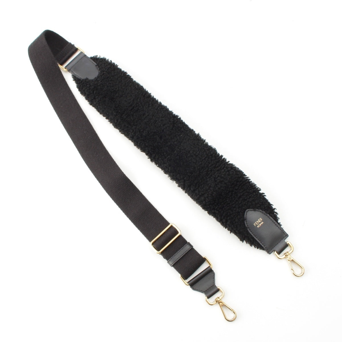 FENDI Strap you canvas Boa Shoulder Strap Fashion accessories Black x white