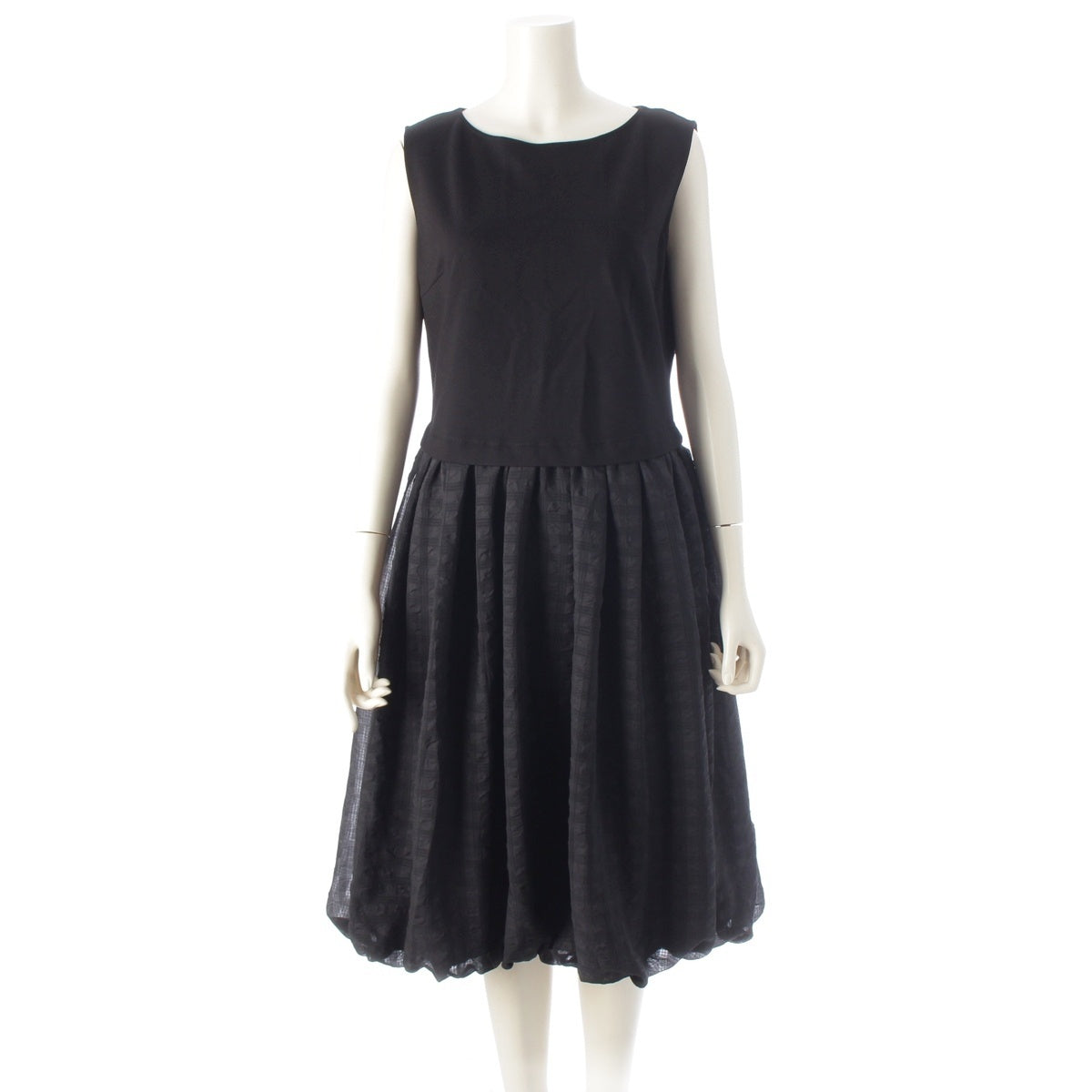 DAISY LIN Lady Souffle Checkered, contrasting balloon sleeveless top one piece dress 07466 black 42