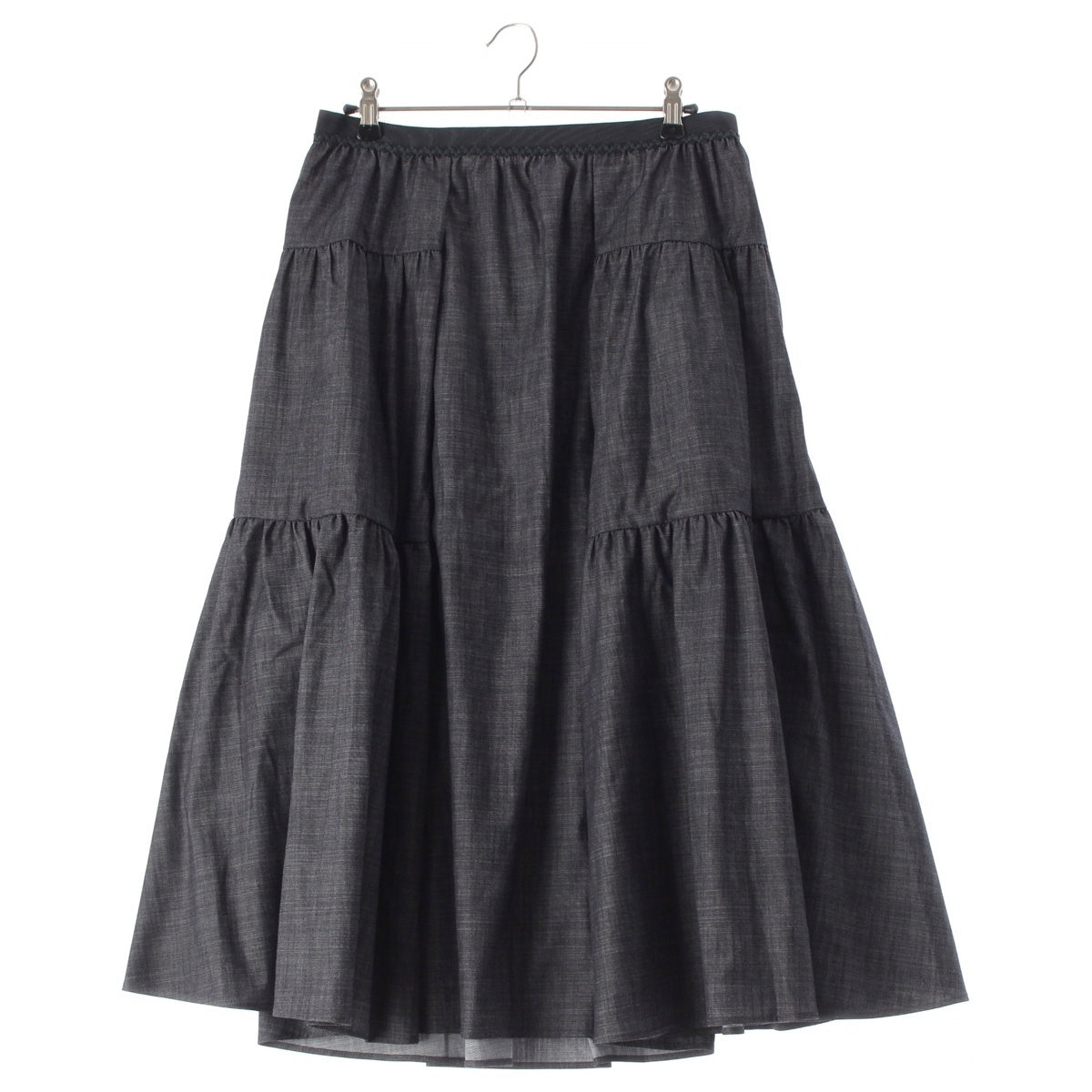 FOXEY NEW YORK ROSEMARY Tiered Gathered Denim skirt Bottoms 45673 Indigo 42