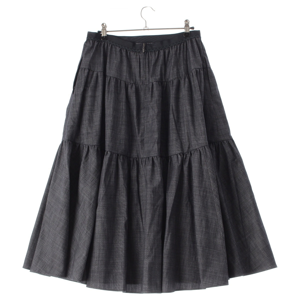 FOXEY NEW YORK ROSEMARY Tiered Gathered Denim skirt Bottoms 45673 Indigo 42