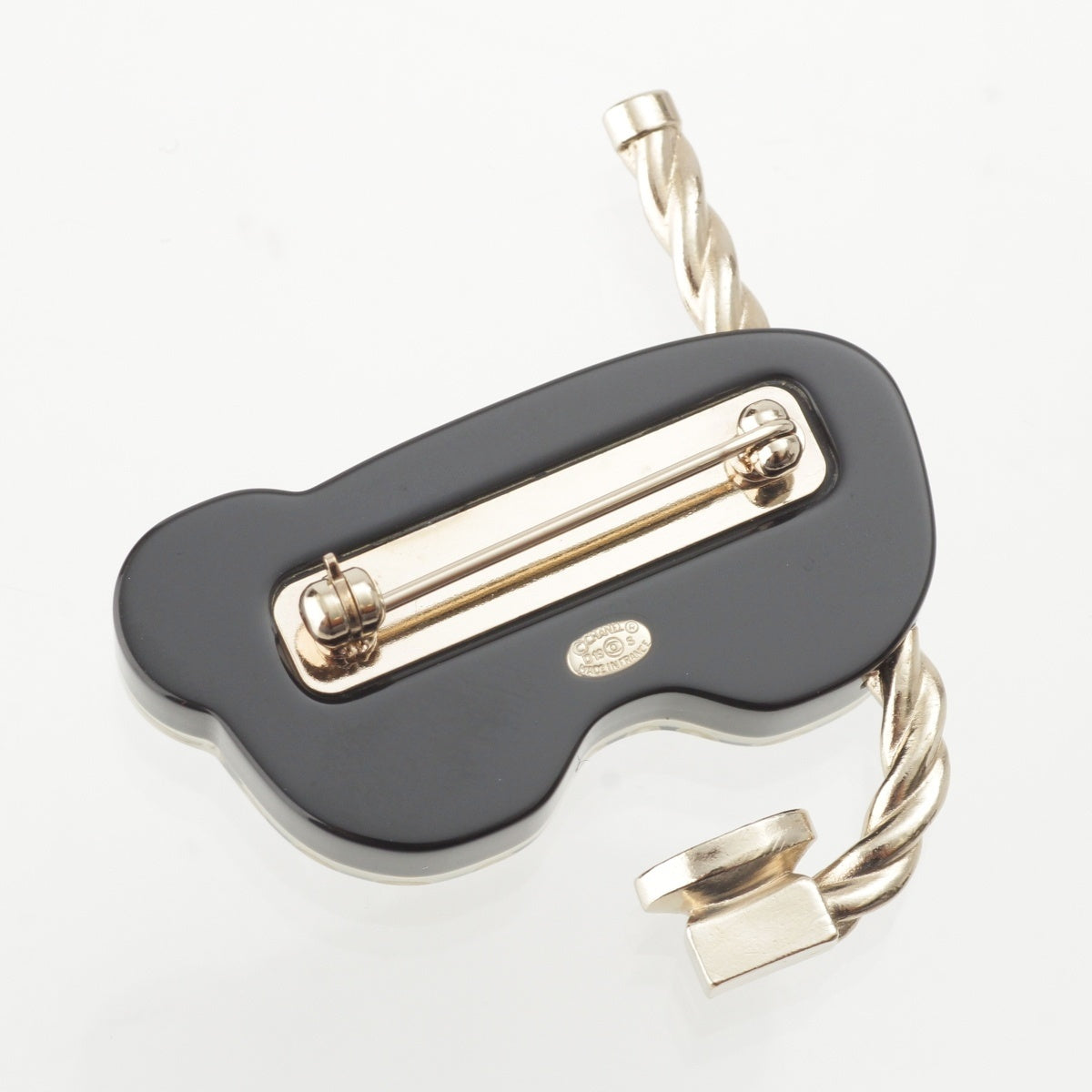 CHANEL COCO Mark Snorkel Scuba Pins Brooch Accessories Black x white