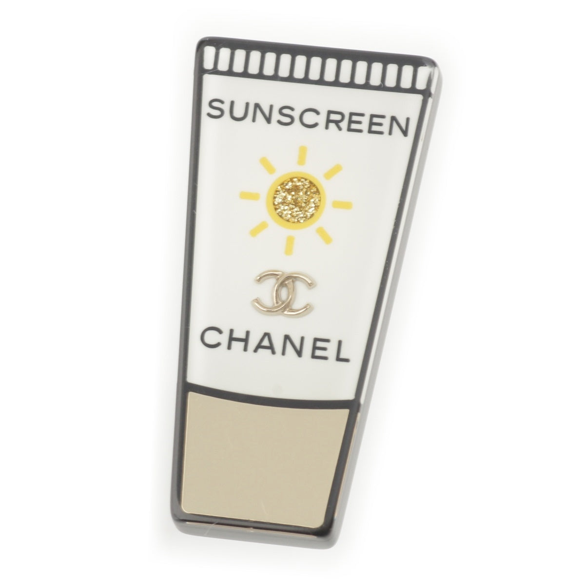 CHANEL COCO Mark SUNSCREEN sunscreen Brooch Pin Accessories Black White