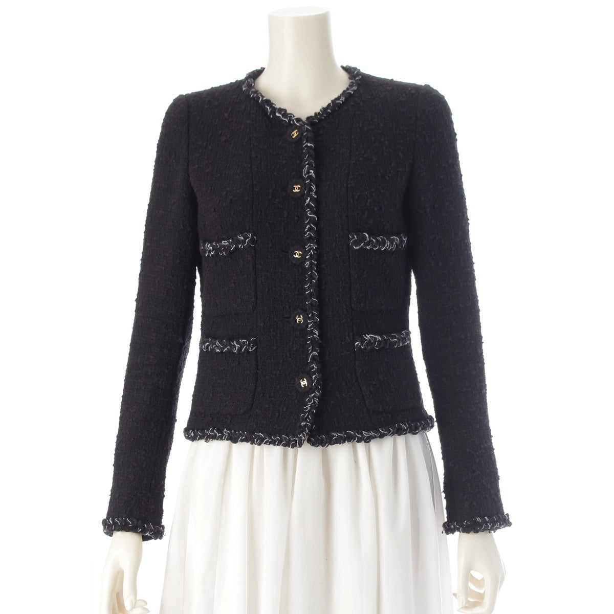 CHANEL Tweed COCO Button 4-Pocket No color jacket outer P30632 black 34