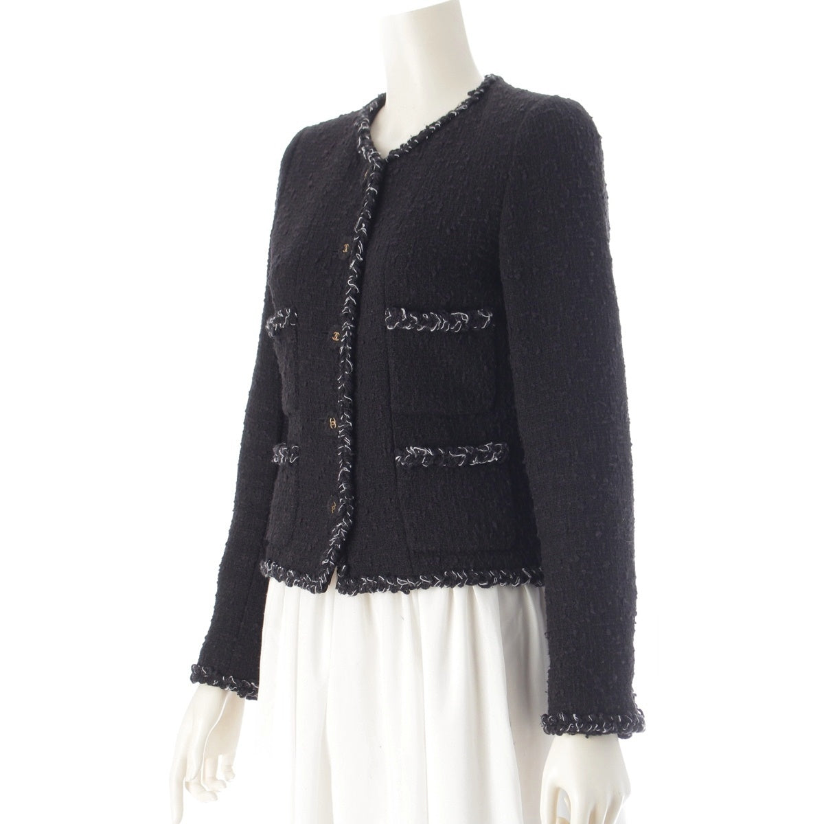CHANEL Tweed COCO Button 4-Pocket No color jacket outer P30632 black 34