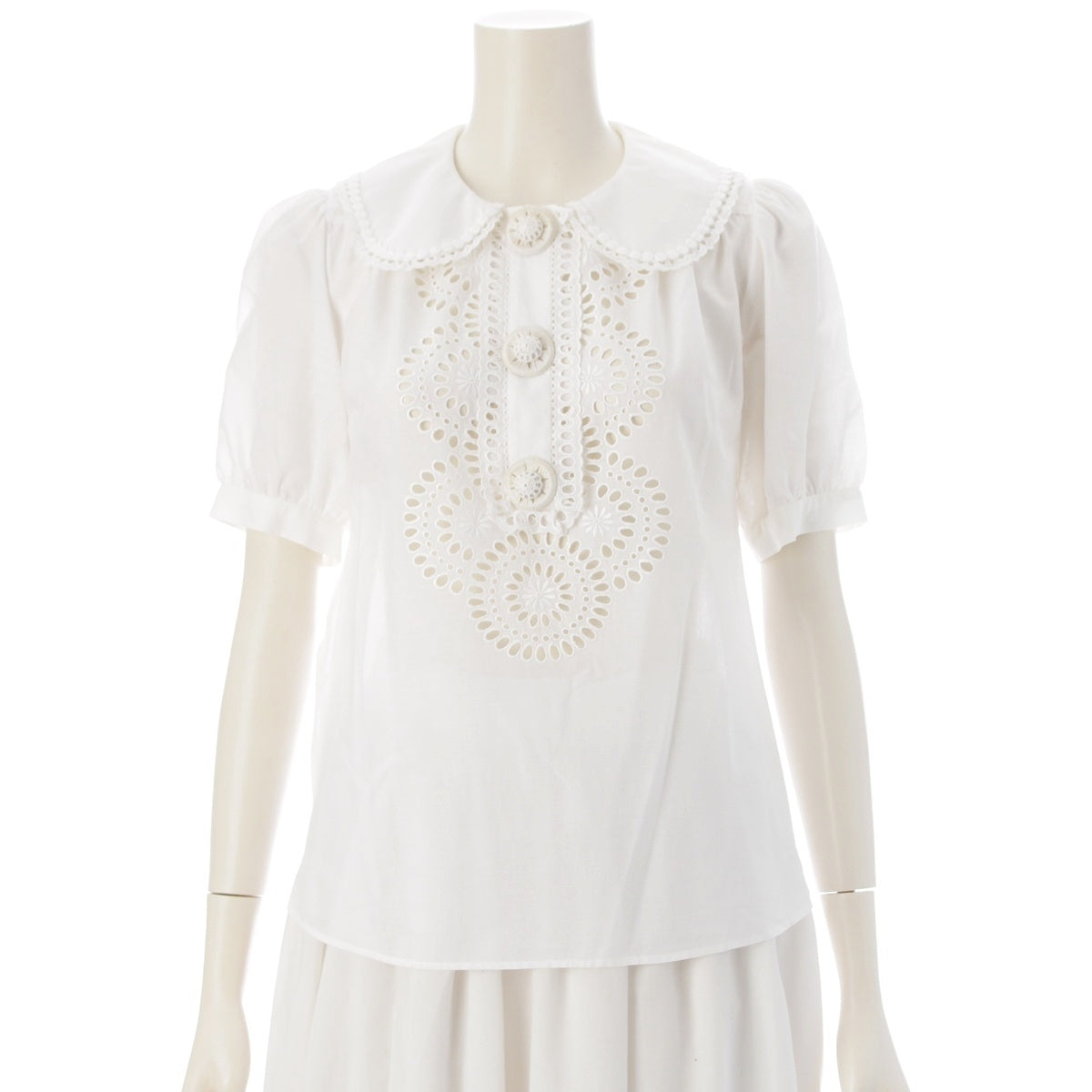 Chloe race blouse Short sleeve shirt tops white T34