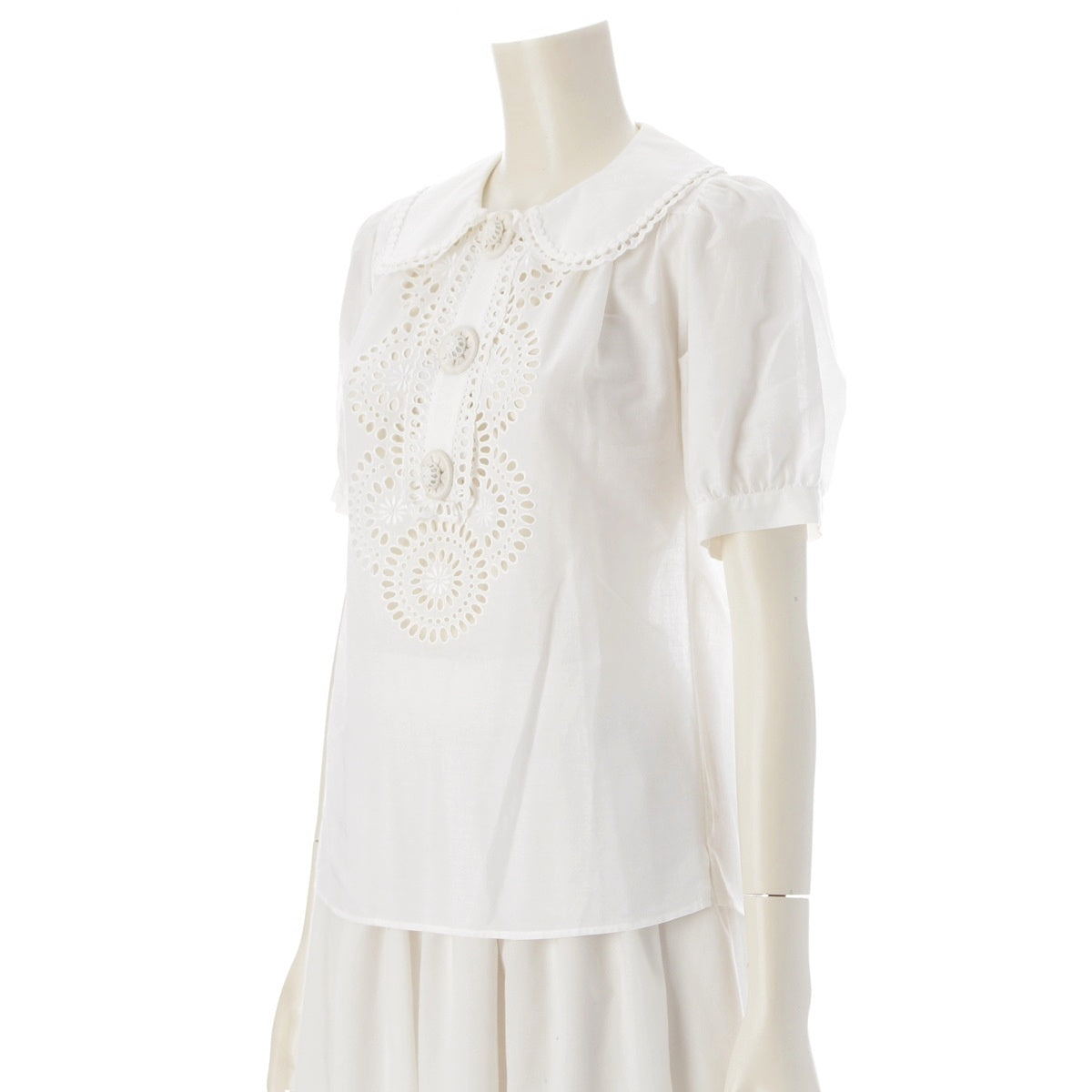 Chloe race blouse Short sleeve shirt tops white T34