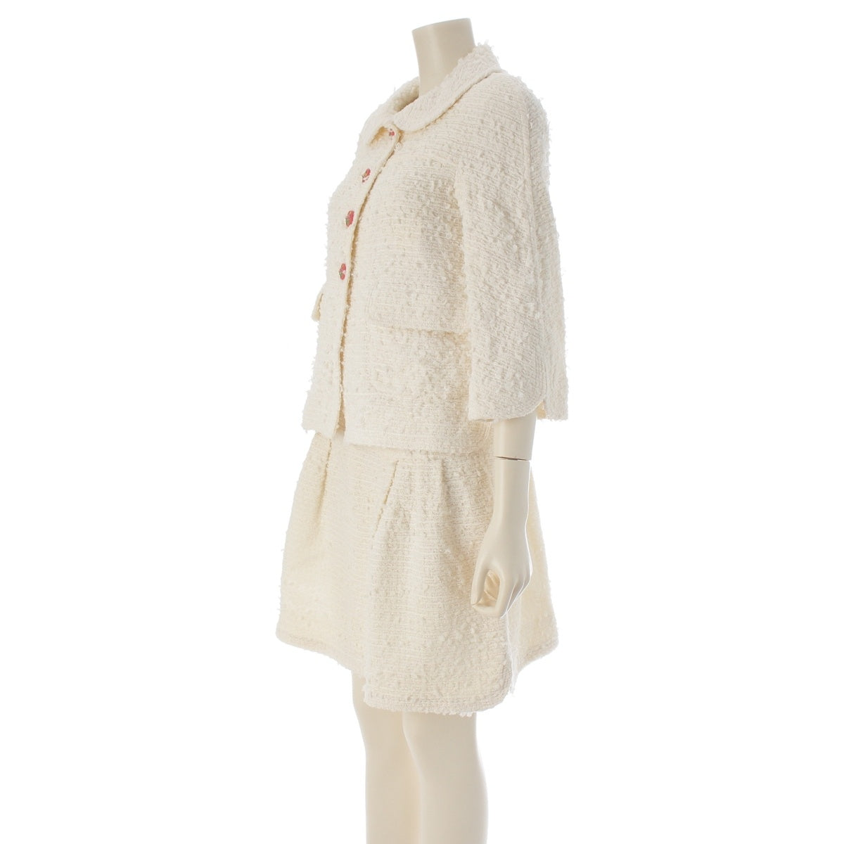 CHANEL tweed Lion button jacket one piece setup P56050 white 34