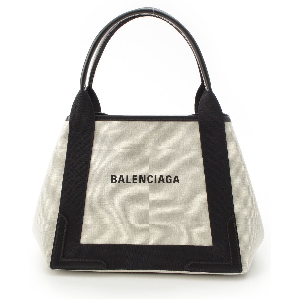 BALENCIAGA Navy kabas Canvas leather Handbag 339933 Black Light Gray