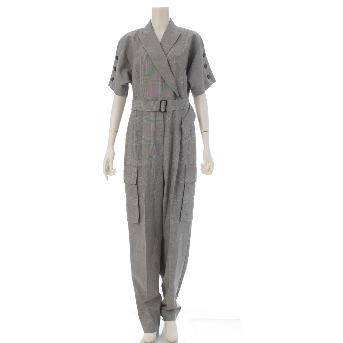 MAX MARA wool Check Pattern Tsunagi Jumpsuit 124601196 gray 42