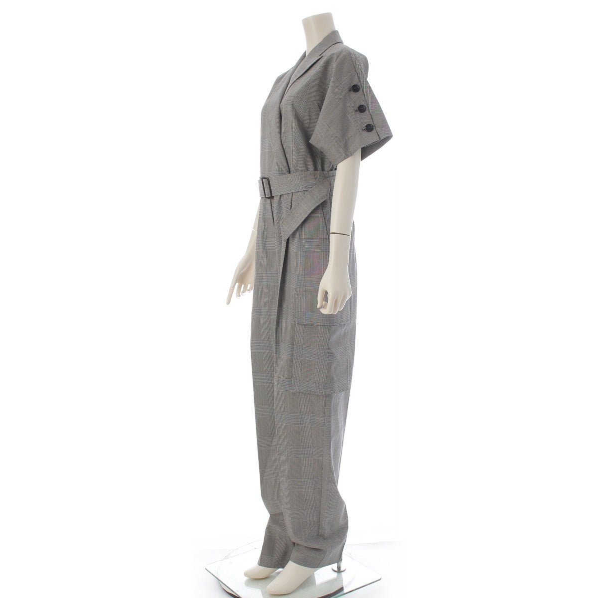 MAX MARA wool Check Pattern Tsunagi Jumpsuit 124601196 gray 42