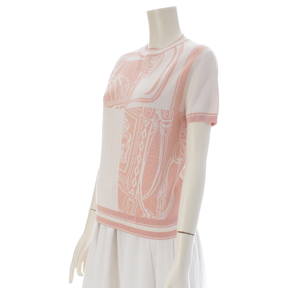 HERMES Disorderly Finesse Brides de Gala Short Sleeve knit tops 46-7712 pink 36