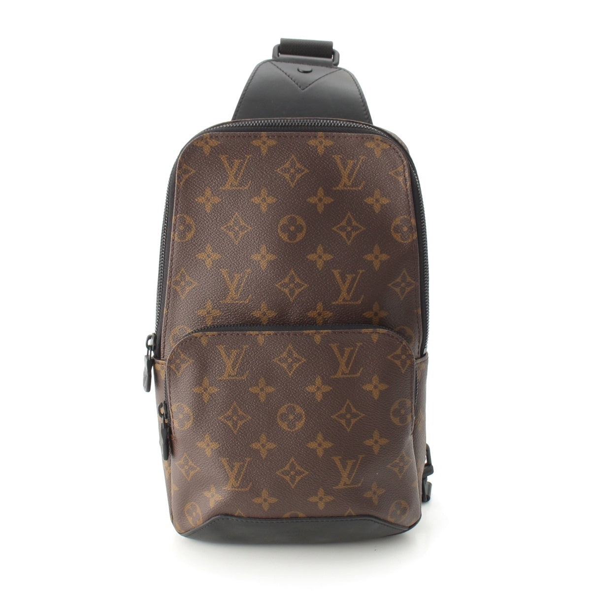 LOUIS VUITTON leather Monogram Macassar Avenue Ring Shoulder Bag M45897 Black x brown