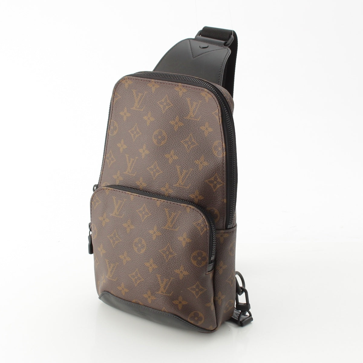 LOUIS VUITTON leather Monogram Macassar Avenue Ring Shoulder Bag M45897 Black x brown