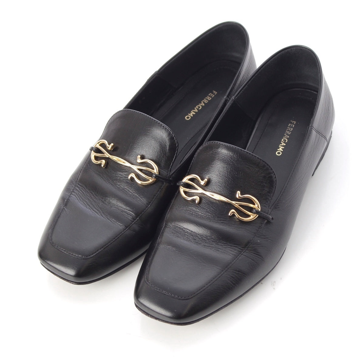 Salvatore Ferragamo leather Gancini loafers leather shoes shoes black 5 1/2
