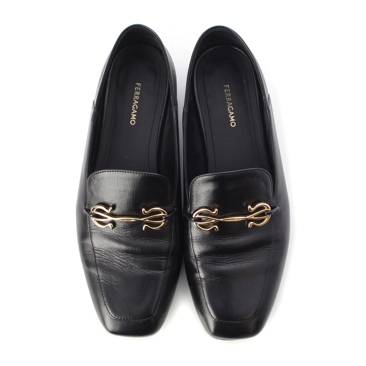 Salvatore Ferragamo leather Gancini loafers leather shoes shoes black 5 1/2
