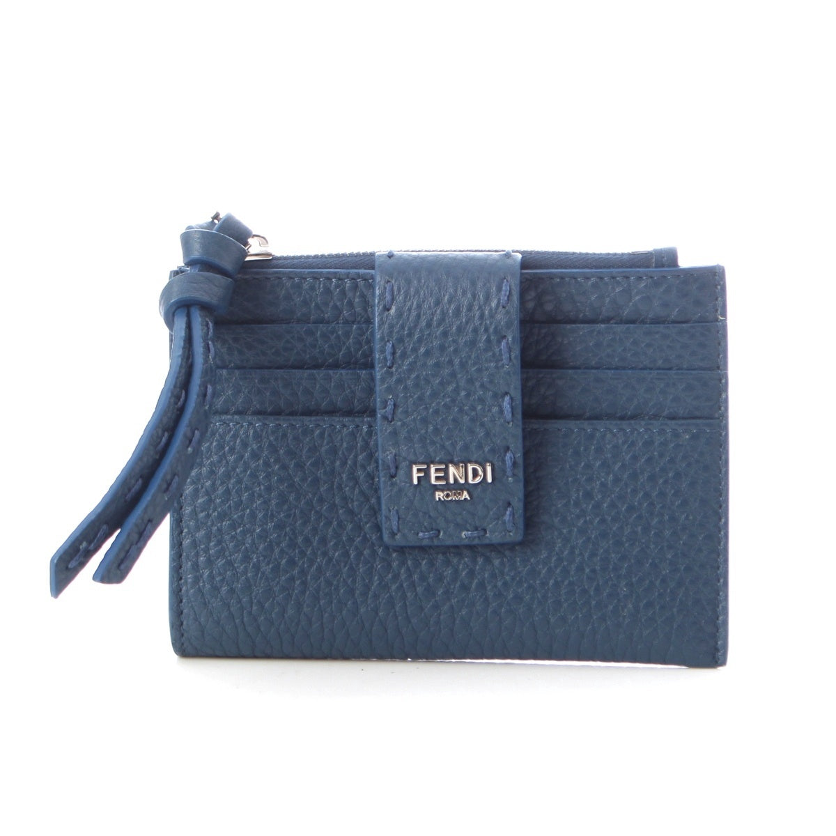 FENDI Celeria leather FF Diamond Card Case Holder Fragment 8M0507 blue