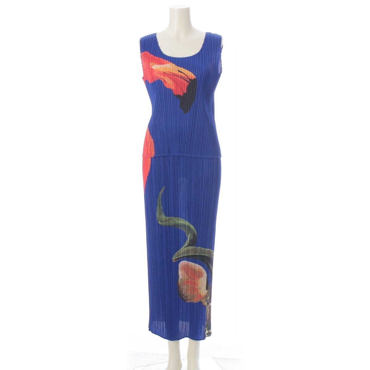 PLEATS PLEASE Flamingo Sleeveless Cut and Sew Top (Long) Skirt setup PP51-JK771/PP51-JG776 blue 3/5
