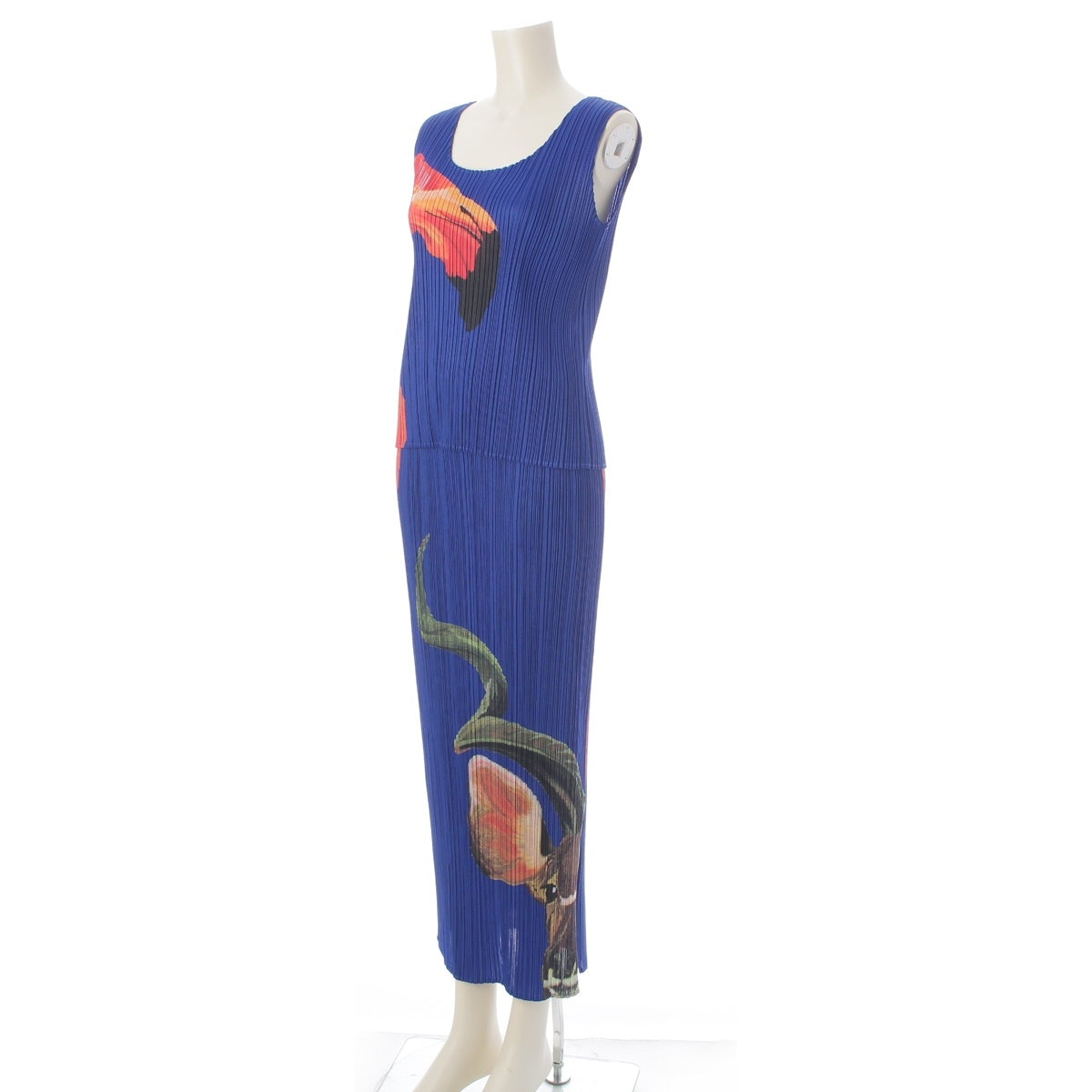 PLEATS PLEASE Flamingo Sleeveless Cut and Sew Top (Long) Skirt setup PP51-JK771/PP51-JG776 blue 3/5