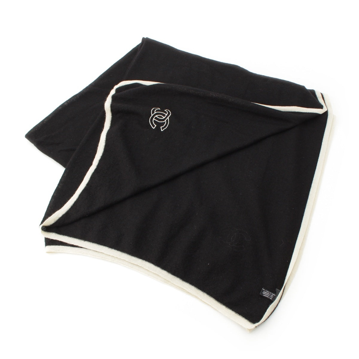 CHANEL cashmere COCO Mark large format Scarf Stall black