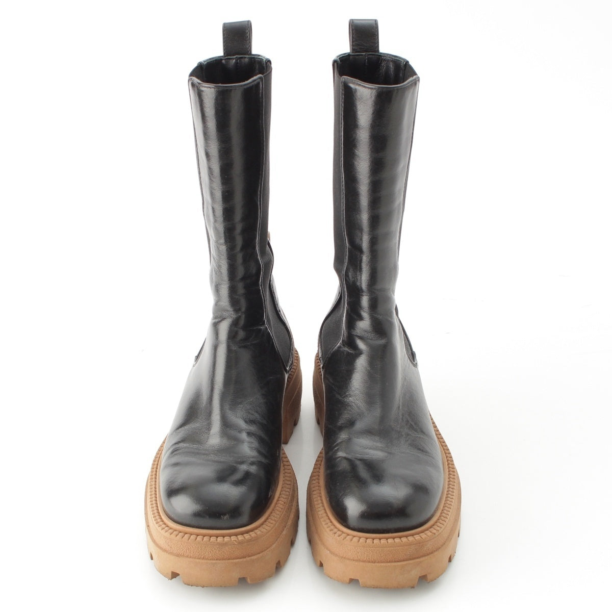 Sergio Rossi Logo Side Gore boots shoes A99950 Black beige 36.5