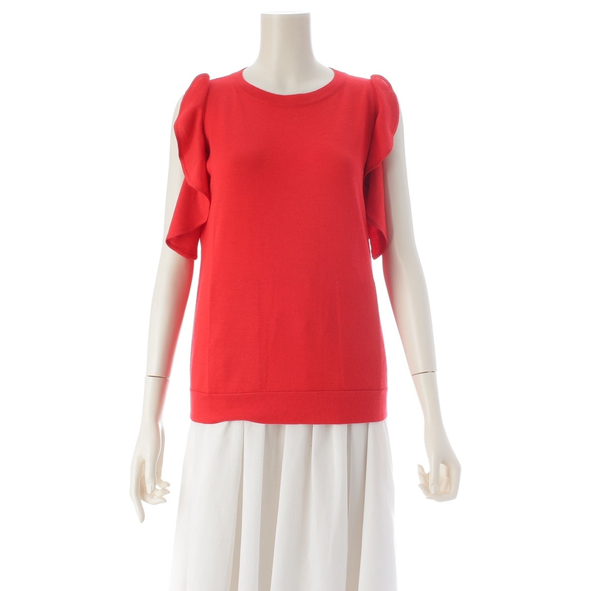 Brunello Cucinelli wool cashmere Frill design knit Red XS
