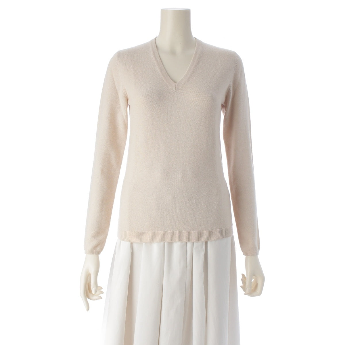 Brunello Cucinelli cashmere V-neck tops knit Ivory XS