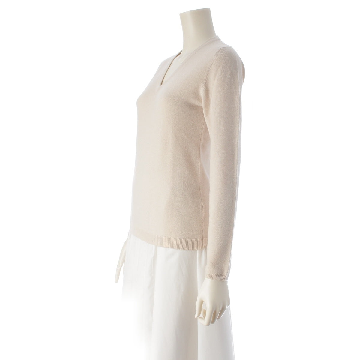 Brunello Cucinelli cashmere V-neck tops knit Ivory XS