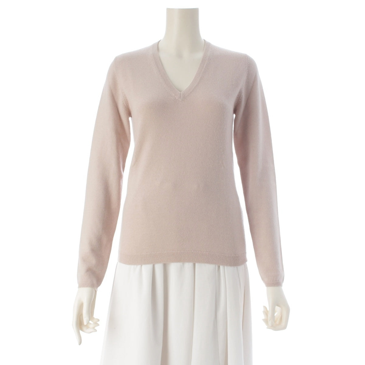 Brunello Cucinelli cashmere Knit top, V-neck sweater pink beige XS