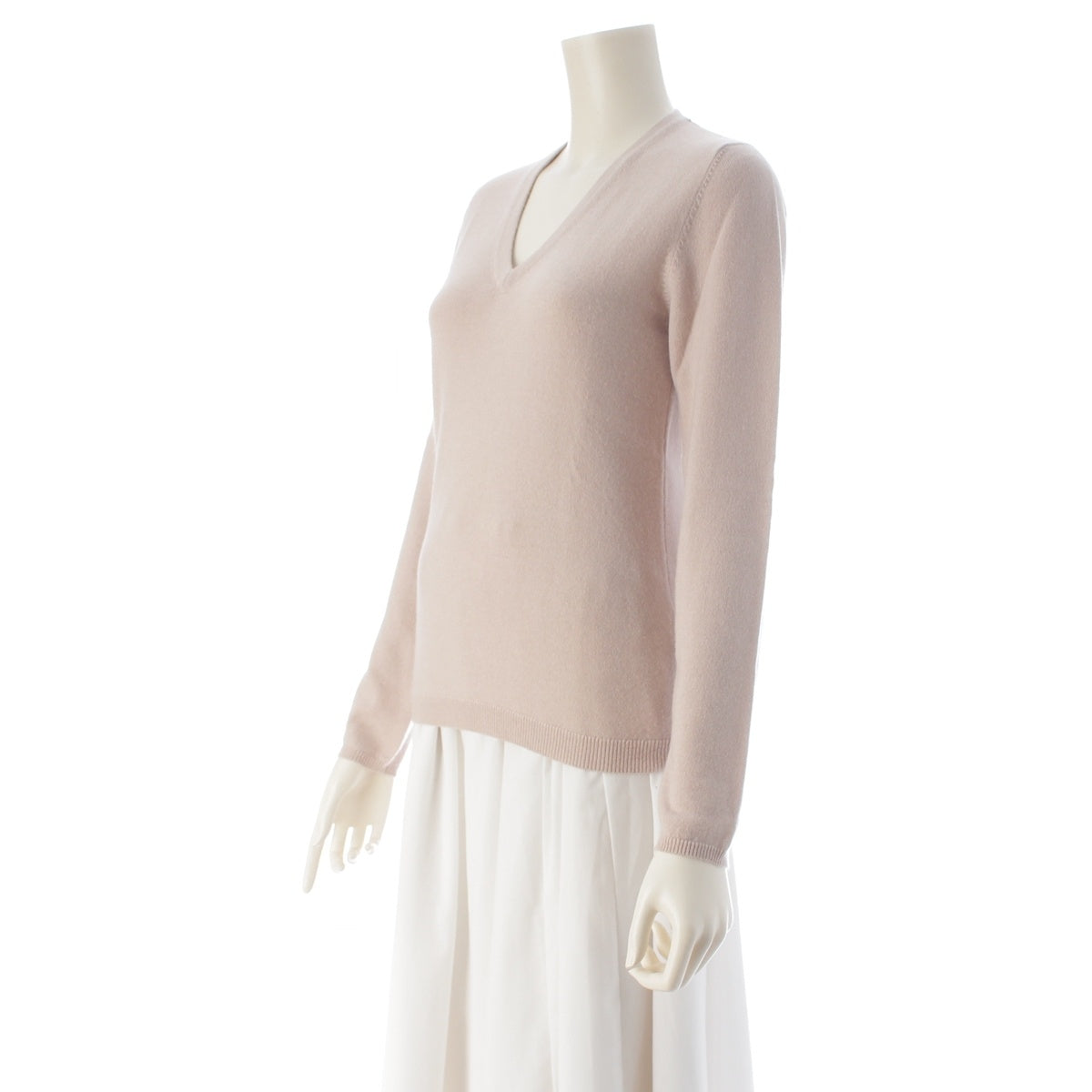 Brunello Cucinelli cashmere Knit top, V-neck sweater pink beige XS
