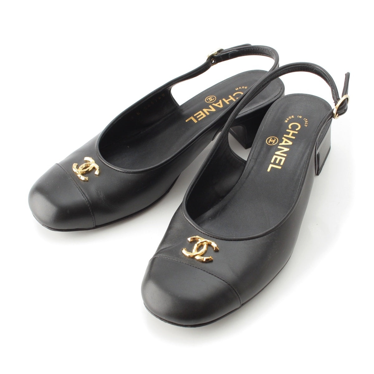 CHANEL Calfskin COCO Mark Slingback pumps G45768 black 37 1/2