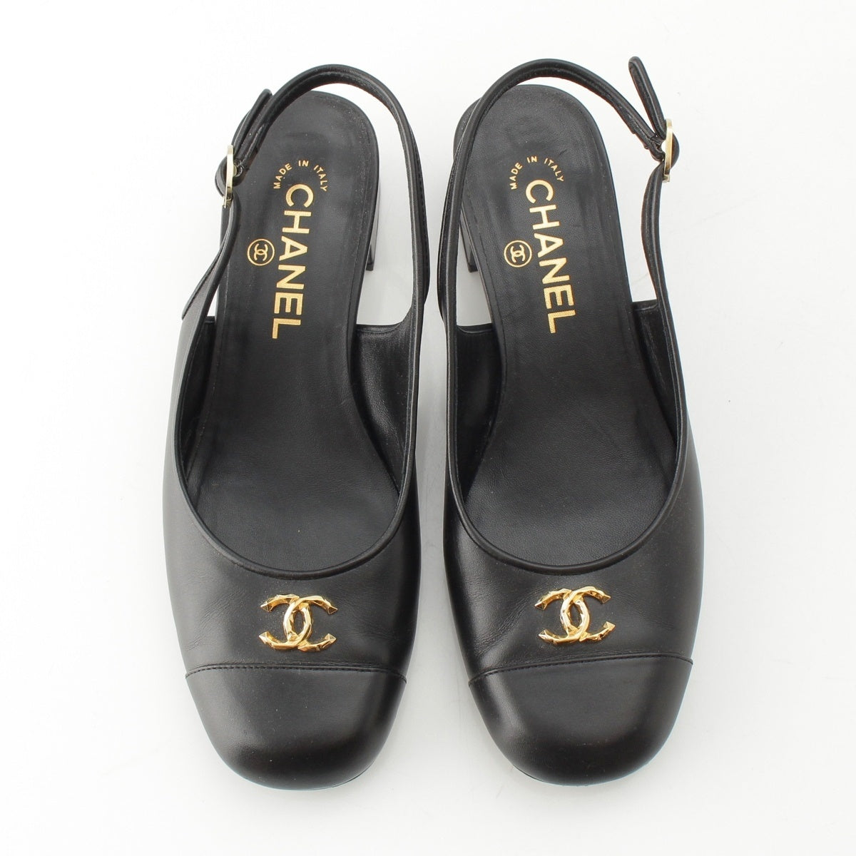 CHANEL Calfskin COCO Mark Slingback pumps G45768 black 37 1/2