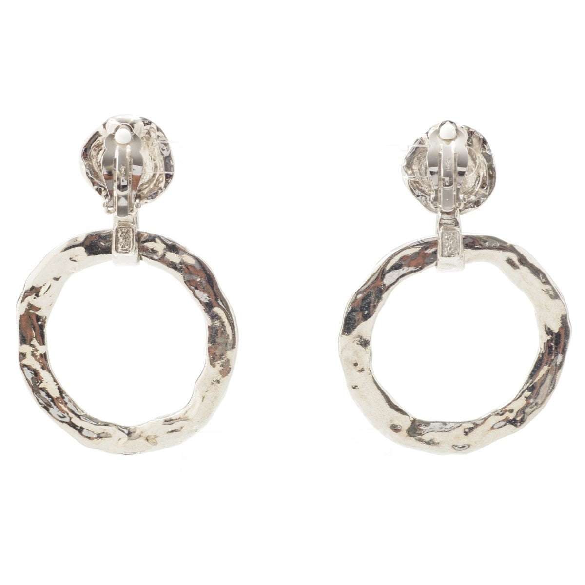 YVES SAINT LAURENT Circle hoop Earring vintage Silver