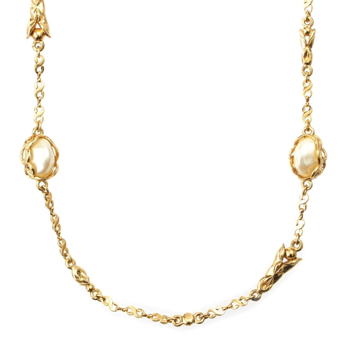 YVES SAINT LAURENT Pearl Chain Necklace Accessories gold
