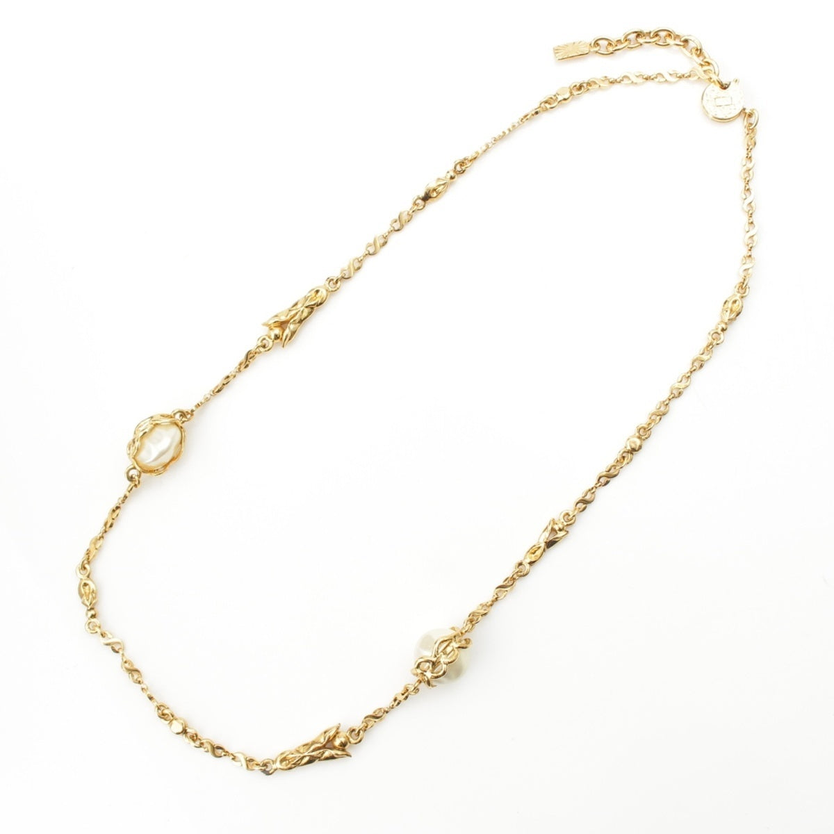 YVES SAINT LAURENT Pearl Chain Necklace Accessories gold