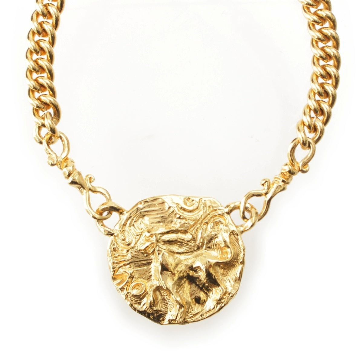 YVES SAINT LAURENT Lion Medallion Animal Necklace Accessories gold