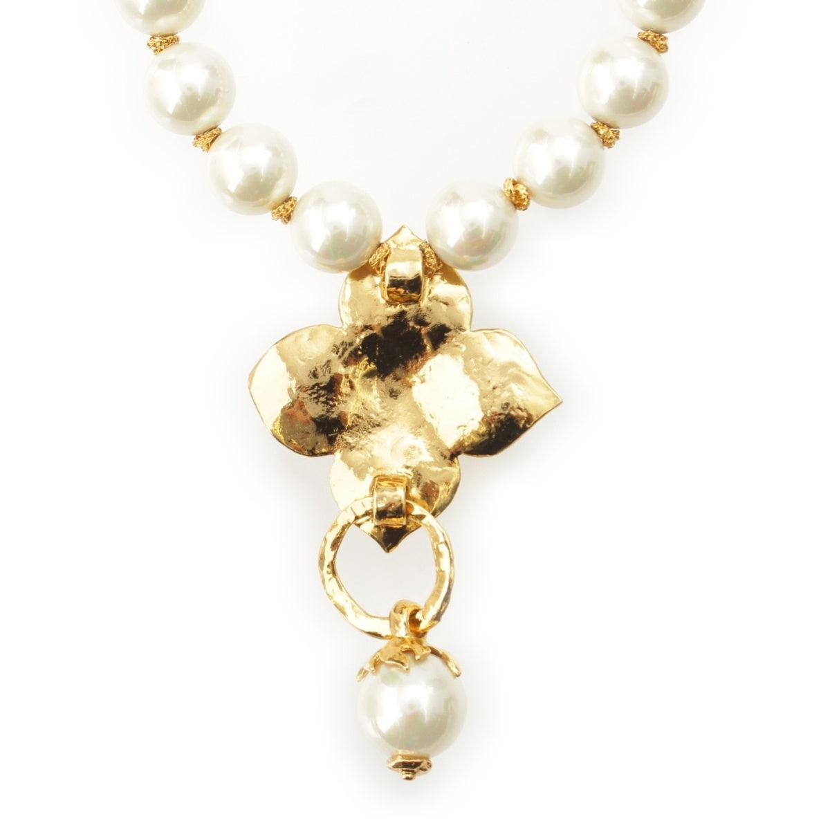 YVES SAINT LAURENT Flower pearl Necklace Accessories gold