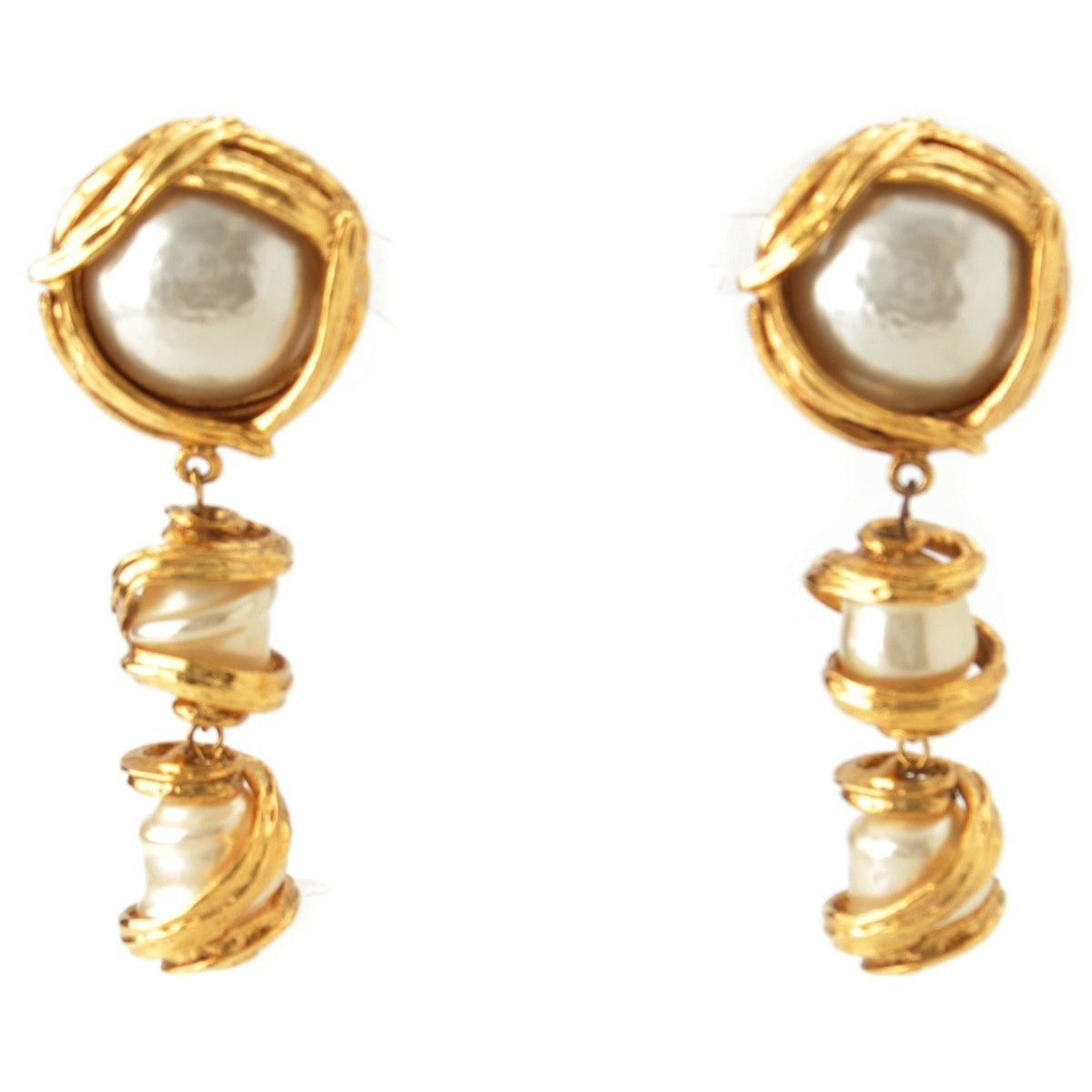 YVES SAINT LAURENT Pearl swing Earring Accessories gold