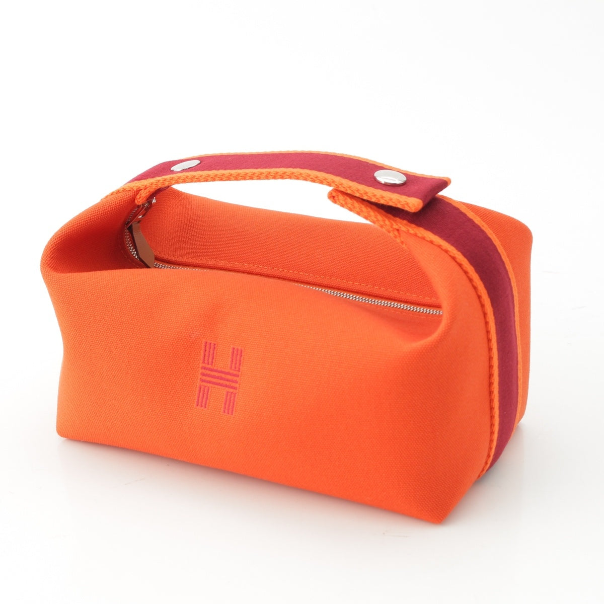 HERMES BRIDE ABLACK PM Cotton canvas Pouch Handbag 104222M Orange Who