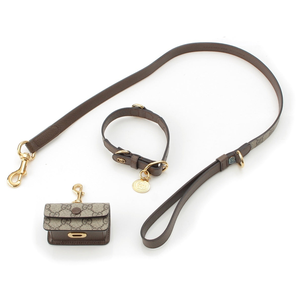 GUCCI Dog grooming GG Supreme with etiquette holder Miscellaneous goods Leash and collar set, pet supplies 692955 Brown