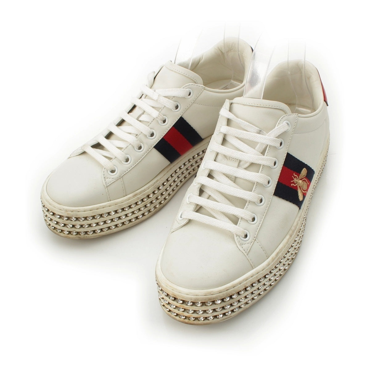 GUCCI Sherry line leather Beaded Platform Low-Cut Shoes sneakers 505995 White system 39
