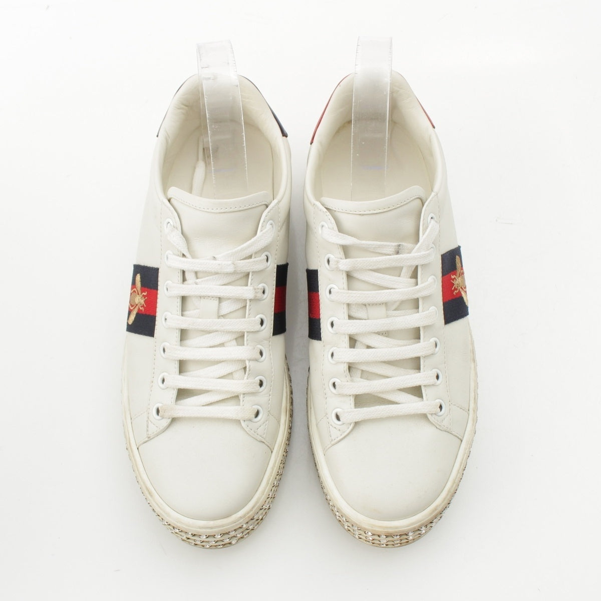 GUCCI Sherry line leather Beaded Platform Low-Cut Shoes sneakers 505995 White system 39