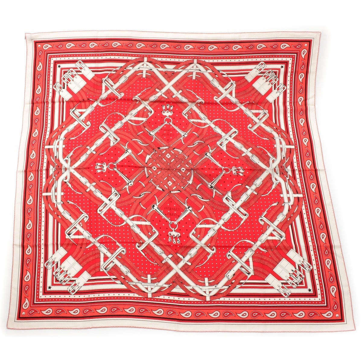 HERMES Carre Geant cashmere silk Mors a Jouets Bandana 馬銜 scarf Red series
