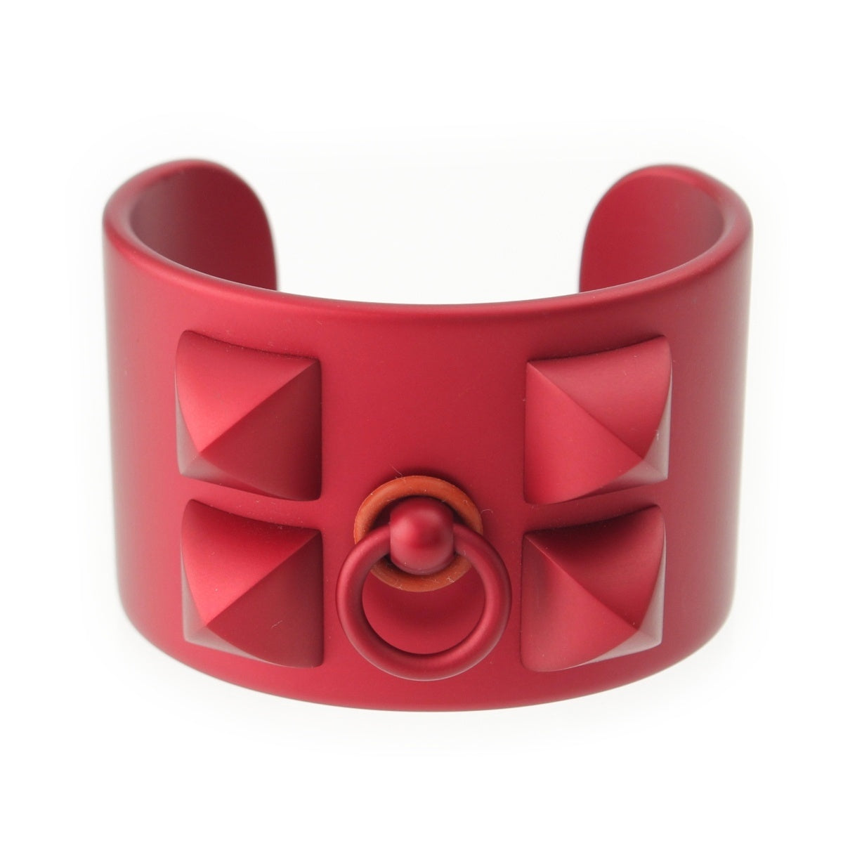 HERMES Medor Collier de Chien aluminum Cuff Bangle Red