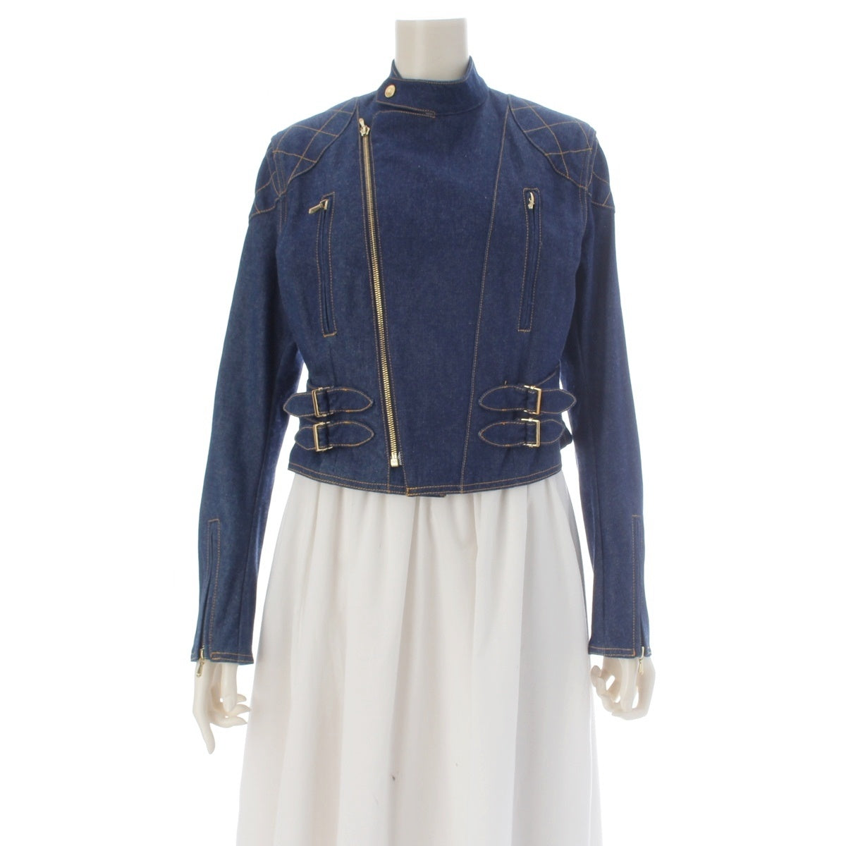 Dior denim stitch Riders jacket 0E12021240 Indigo 36