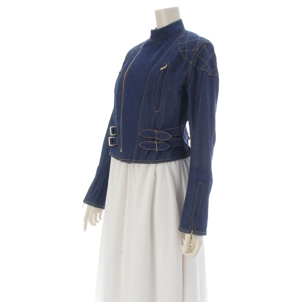 Dior denim stitch Riders jacket 0E12021240 Indigo 36