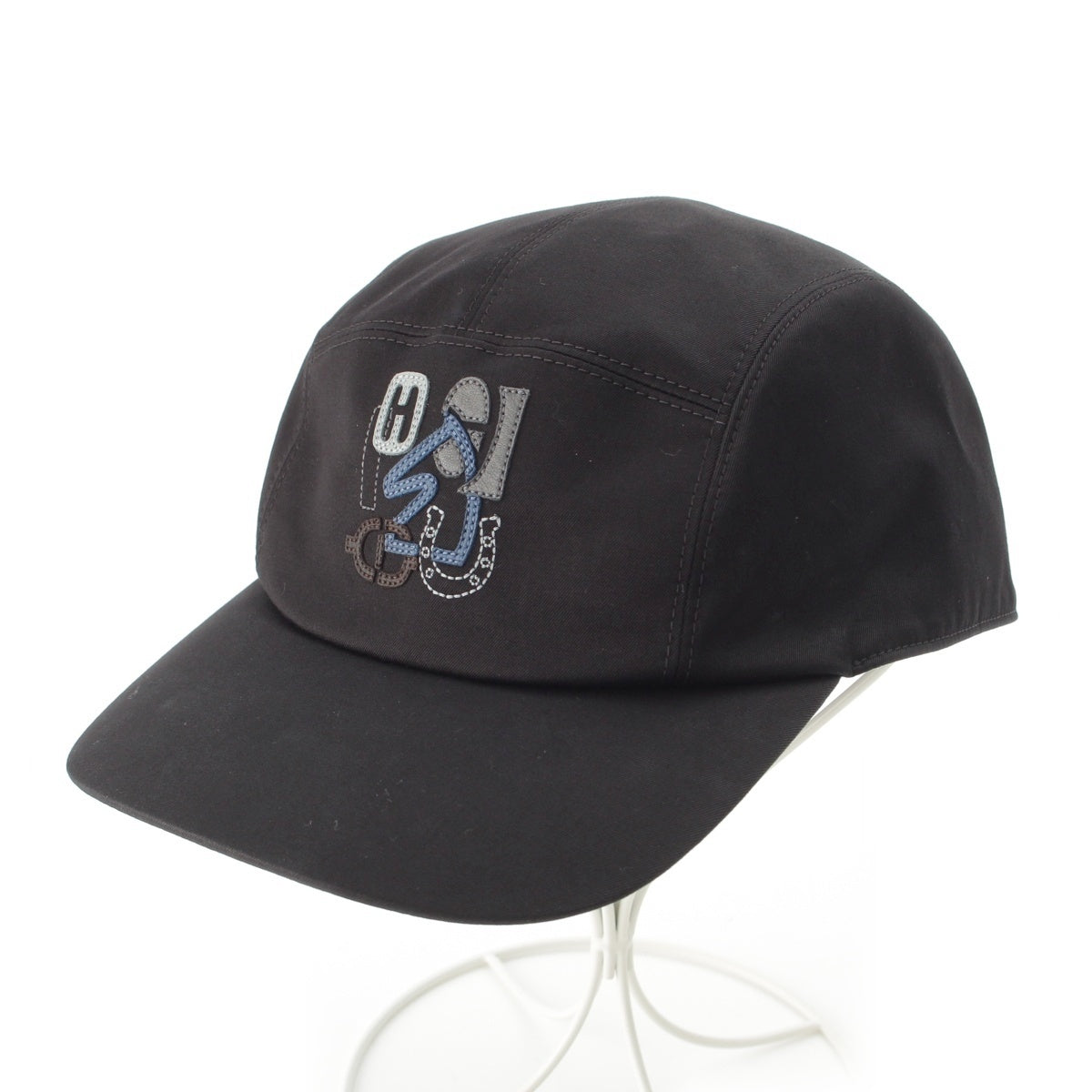 HERMES Nevada Puzzle cotton Logo button Casquette cap H251006N black 60