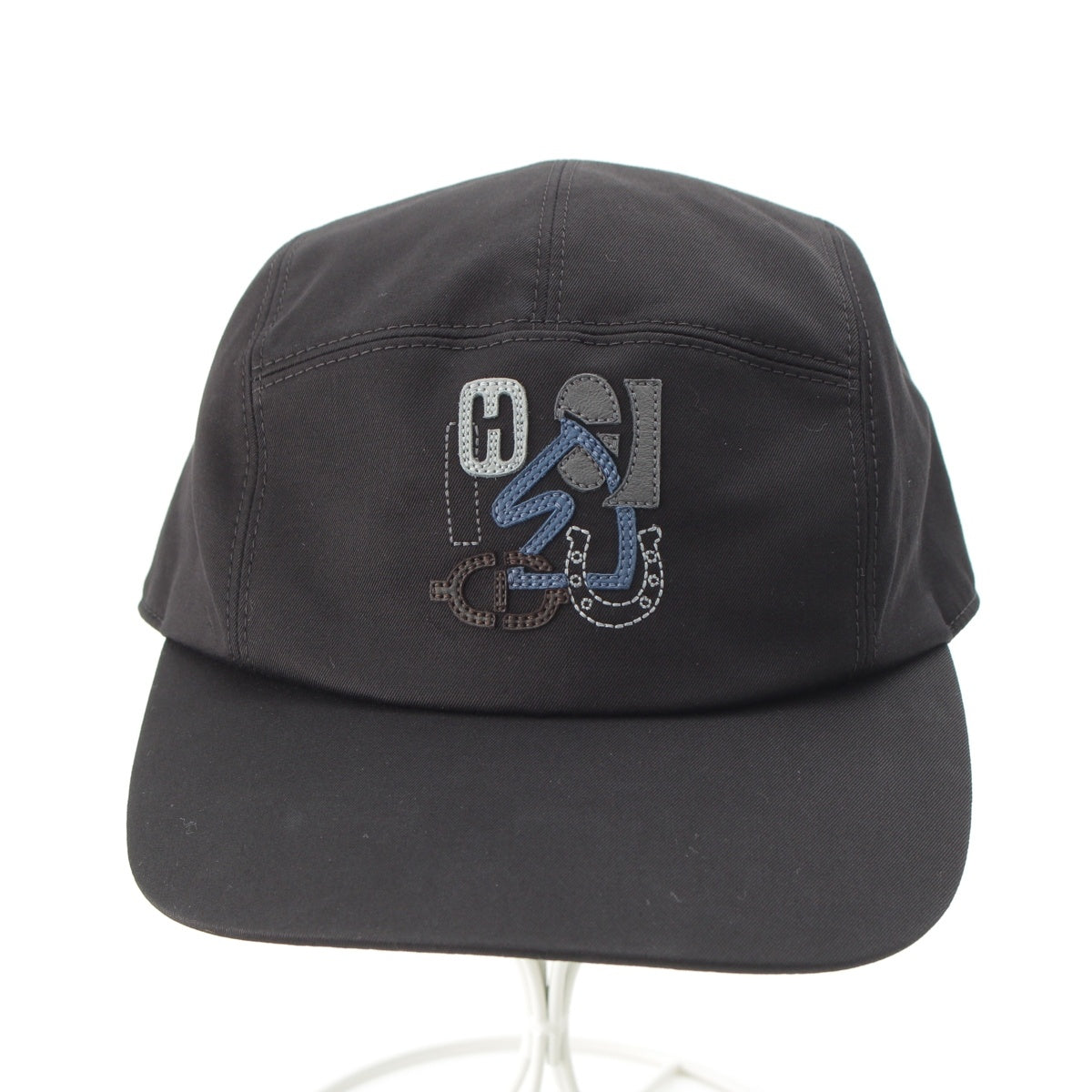 HERMES Nevada Puzzle cotton Logo button Casquette cap H251006N black 60
