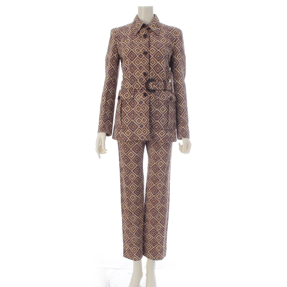 PRADA wool Total Pattern Jacket Pants setup Brown / purple 38