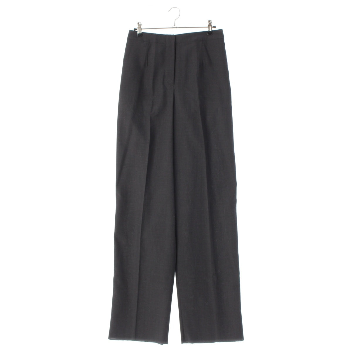 HERMES Margiela period Wool silk Wide slacks with leather zip charm Pants gray 38